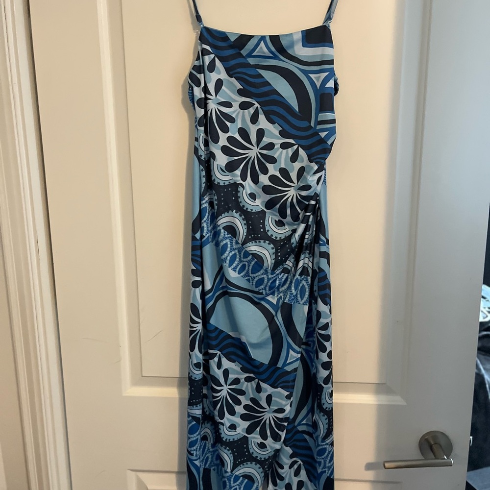 Urban Outfitters Strapless Blue Floral Dress